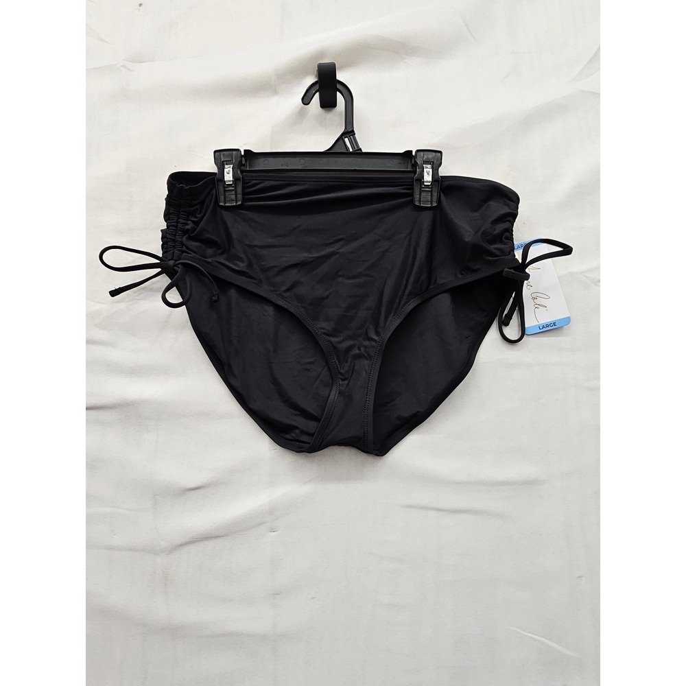Anne Cole Womens Mid Rise Swim Bottoms Black Nylon Blend Casual Size Large